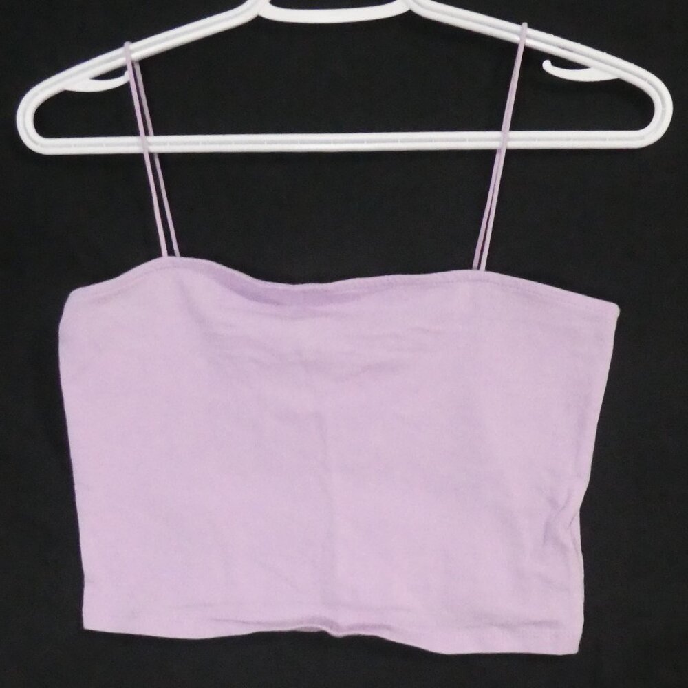 AMBIANCE | large | Chic Lilac Crop Top with Spaghetti Straps